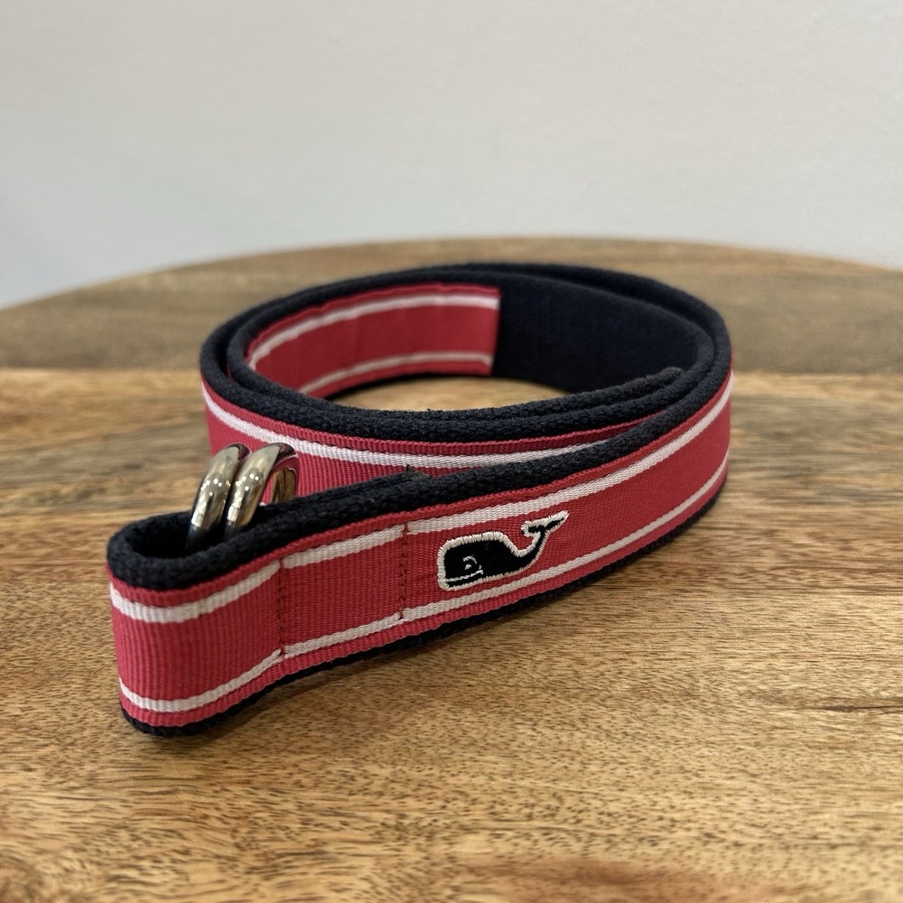 Vintage Vines D Ring Belt Pink White Striped Men's Size Small 37" Long